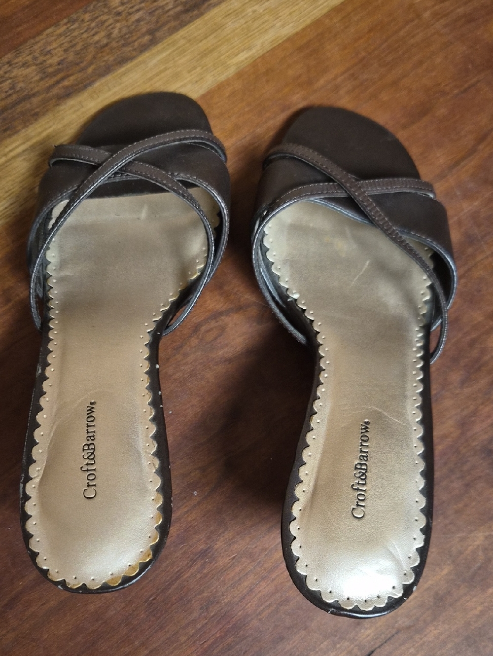 croft & barrow Brown Crossover Slide Sandals